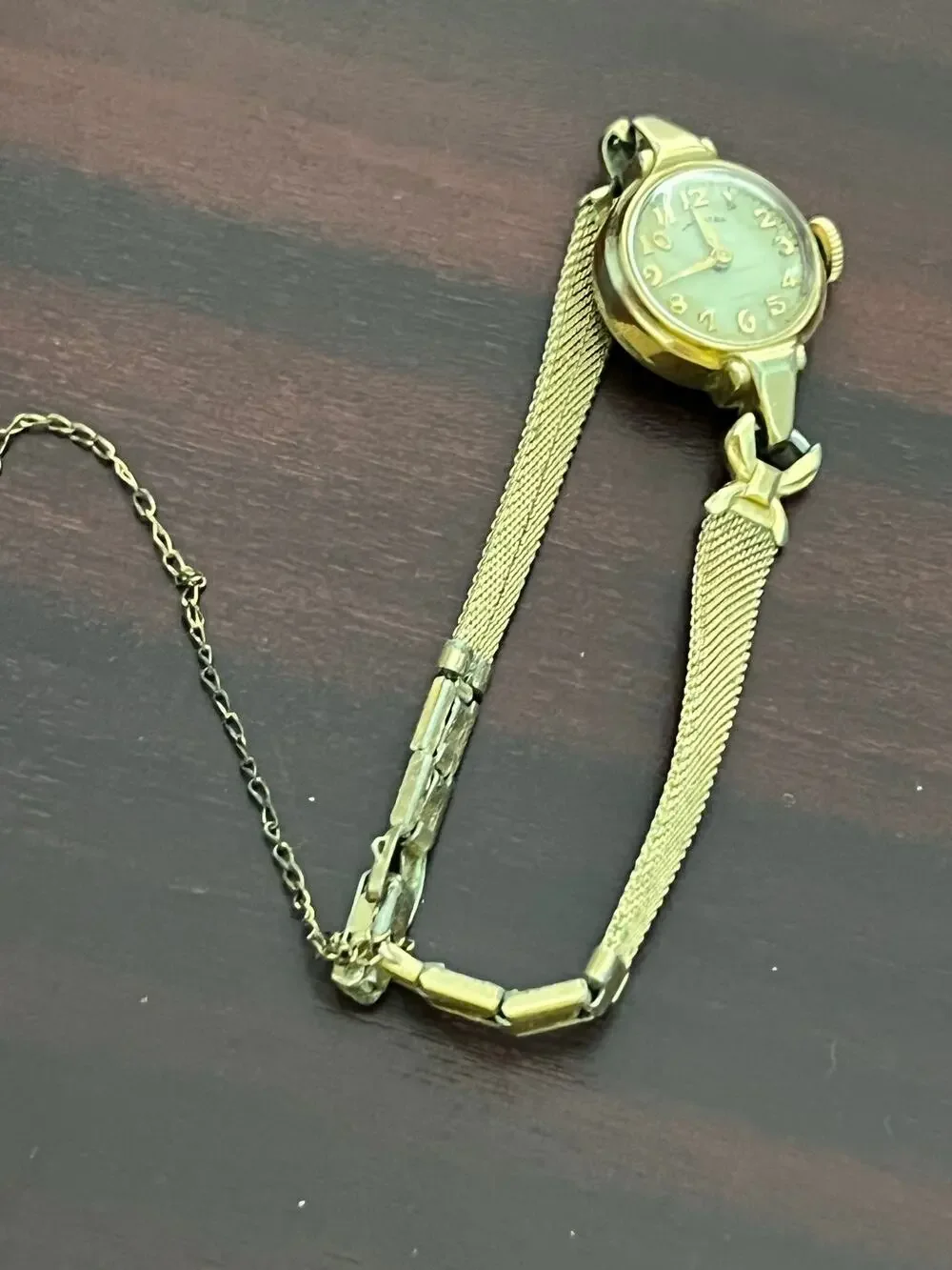VTG Hamilton Ladies Wrist Watch 10K Gold Filled Art Deco Mesh Bracelet Untested